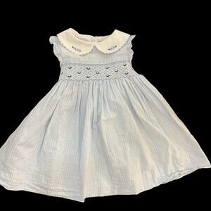 Vintage Heartstrings Baby Girl's Smocked Seersucker Dress